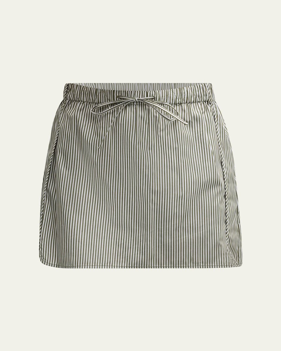 Shiori Drawstring Cotton Stripe Mini Skirt